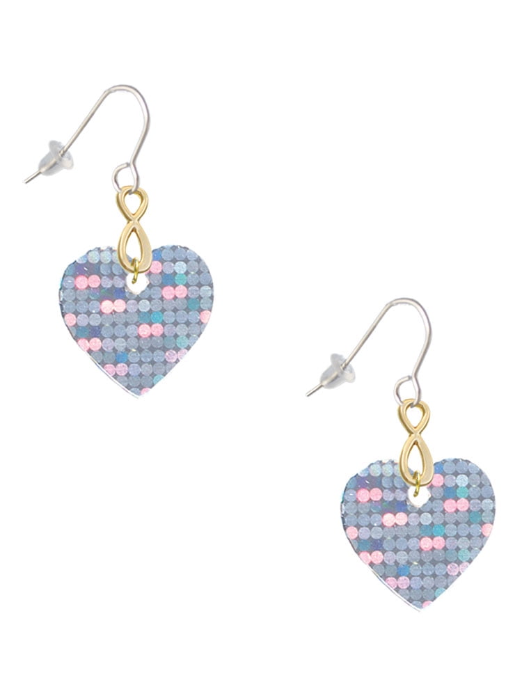 Delight Jewelry Acrylic Small Hologram Heart Gold Tone Infinity French Earrings