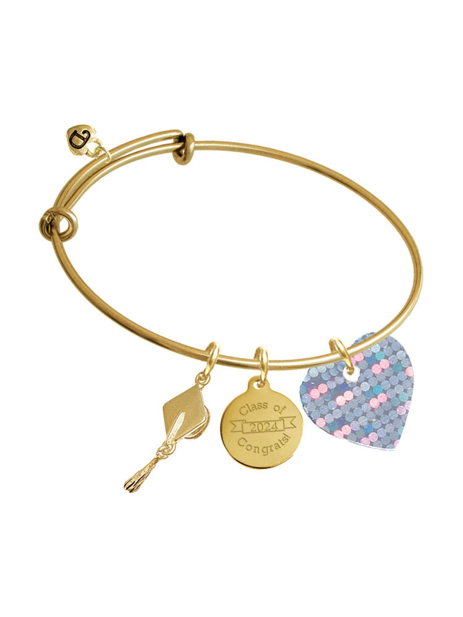 Delight Jewelry Acrylic Small Hologram Heart Goldtone Class of 2024