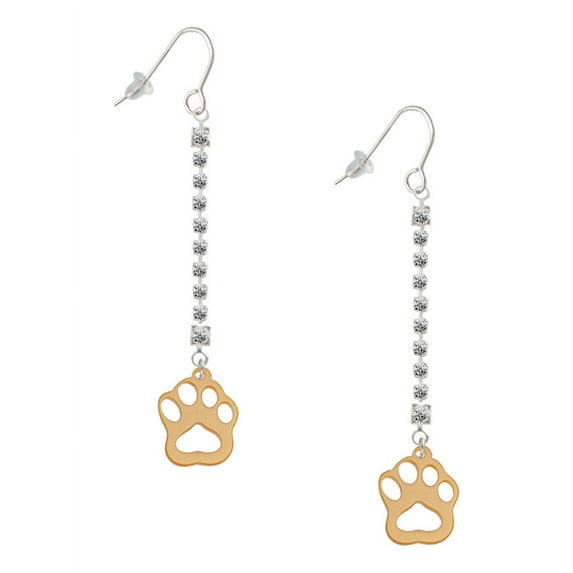 Delight Jewelry Acrylic Small Paw Goldtone - Silver-tone Long Sparkle Dangle French Earrings