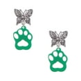 thumbnail image 1 of Delight Jewelry Acrylic Small Paw Green Silvertone Antiqued Butterfly Post Earrings, 1 of 4