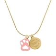 thumbnail image 1 of Delight Jewelry Acrylic Small Paw Light Pink - Goldtone Engraved Congrats Class of 2026 Charm Necklace, 18", 1 of 4