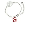 thumbnail image 1 of Delight Jewelry Acrylic Small Paw Maroon Silver-tone Flower Link Chain Bracelet, 6.75"+2" Extender, 1 of 4