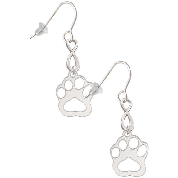 Delight Jewelry Acrylic Small Paw Mirror Silvertone Silver tone Infinity French Earrings