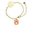 thumbnail image 1 of Delight Jewelry Acrylic Small Paw Orange Gold-tone Flower Link Chain Bracelet, 6.75"+2" Extender, 1 of 4