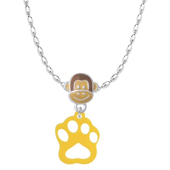Delight Jewelry Acrylic Small Paw Yellow Mia Monkey Charm Necklace