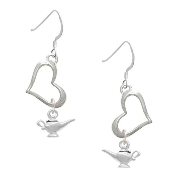 Delight Jewelry Aladdin's Lamp Open Heart French Earrings