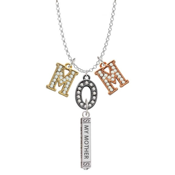 Delight Jewelry Always My Mother Bar Multi-Colored Crystal Mom Charm Necklace