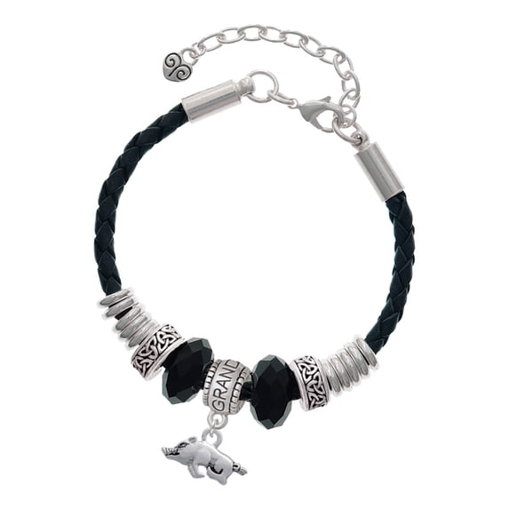 Delight Jewelry Antiqued Razorback Granddaughter Celtic Knot Leather Bead Bracelet, 7"+2" Extender