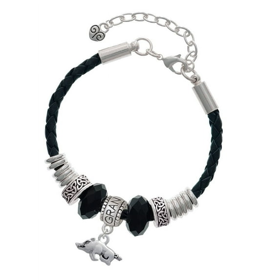 Delight Jewelry Antiqued Razorback Grandmother Celtic Knot Leather Bead Bracelet, 7"+2" Extender