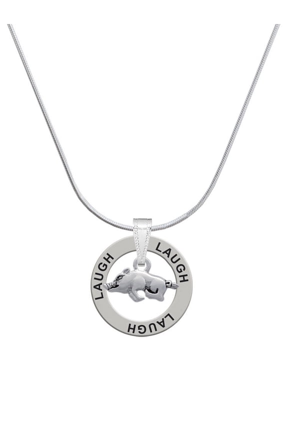 Antiqued Razorback Laugh Ring Charm Necklace, 18"