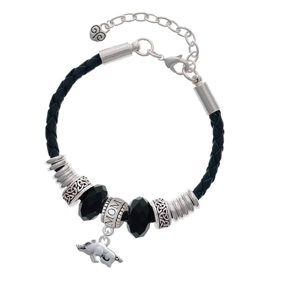 Delight Jewelry Antiqued Razorback Mom Celtic Knot Leather Bead Bracelet, 7"+2" Extender