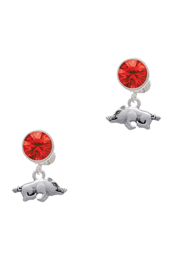 Antiqued Razorback Red Crystal Clip on Earrings