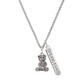 thumbnail image 1 of Delight Jewelry Antiqued Teddy Bear Silvertone Fearless Bar Charm Necklace, 23", 1 of 4