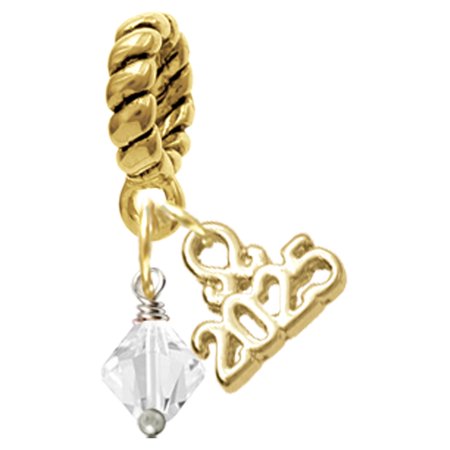 Delight Jewelry April - Clear Crystal Bicone - Gold-tone Rope Charm Bead Dangle with Mini 2025