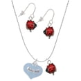 thumbnail image 1 of Delight Jewelry Baby Boy Blue Heart with Baby Feet Red Lucky Ladybug Necklace and Dangle Earrings Set, 1 of 6