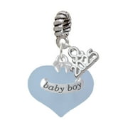 DELIGHT JEWELRY Baby Boy Blue Heart with Baby Feet - Silver-tone Rope Charm Bead Dangle with Mini 2025