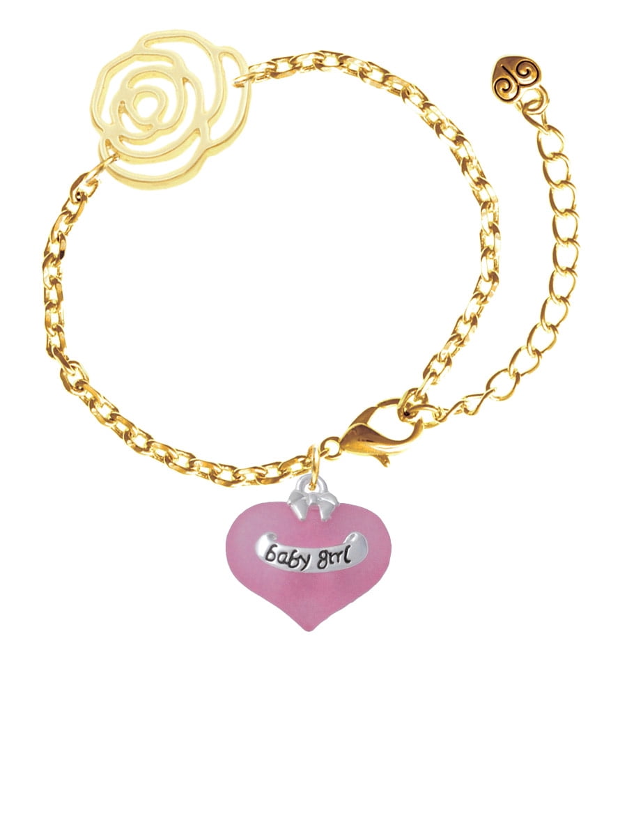 Delight Jewelry Baby Girl Pink Heart with Baby Feet Gold-tone Flower ...