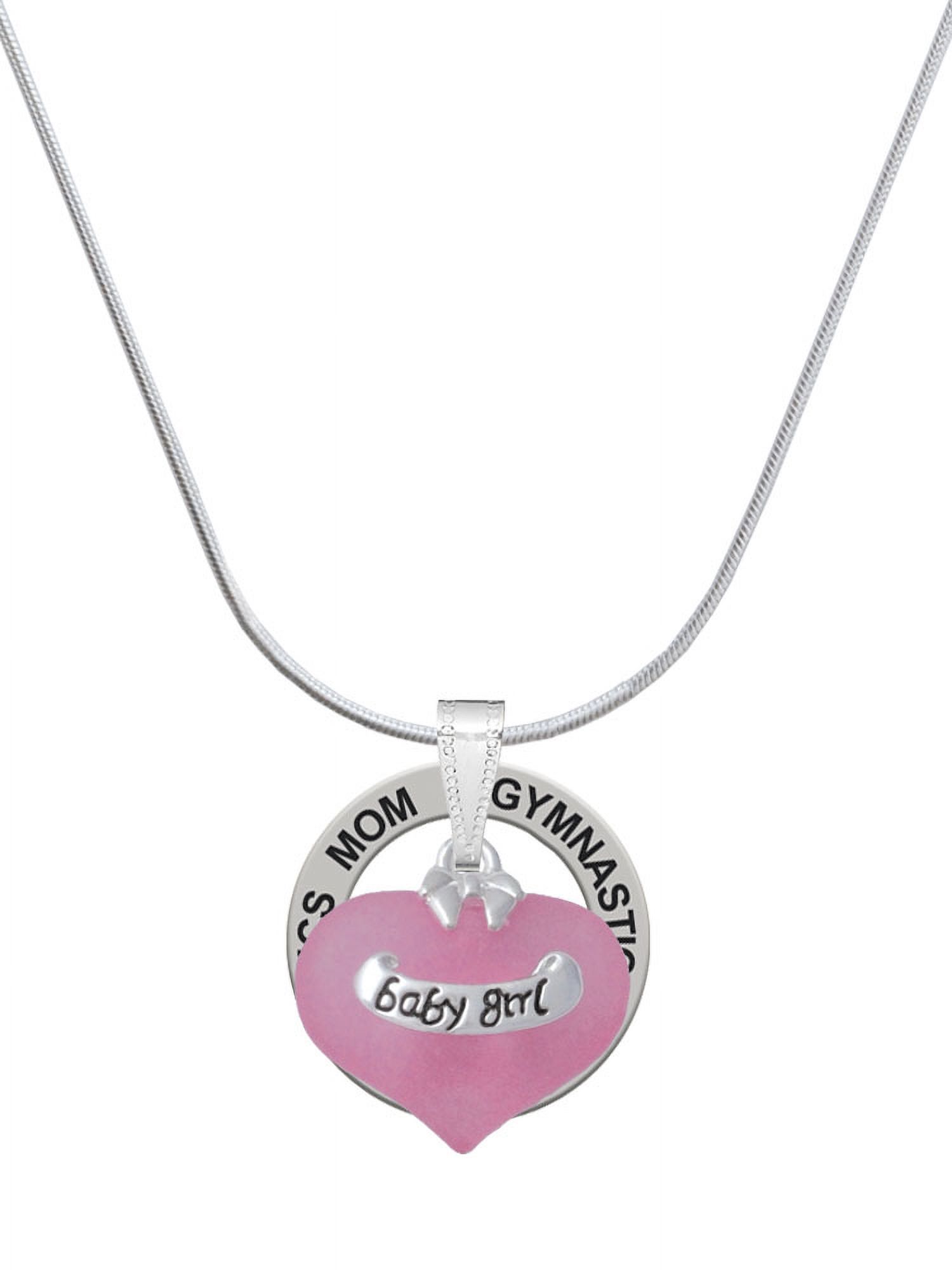 Delight Jewelry Baby Girl Pink Heart with Baby Feet Gymnastics Mom Ring