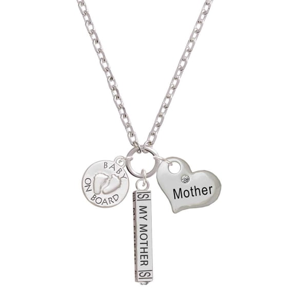 Delight Jewelry Baby on Board with Feet Always My Mother Bar Zoe Necklace