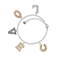 thumbnail image 1 of Delight Jewelry Beaded Clear Goldtone Crystal Horseshoe with Good Luck Multi-Colored Crystal Love Charm Bracelet, 1 of 5