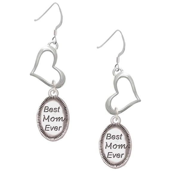 Delight Jewelry Best Mom Ever Oval Open Heart French Earrings