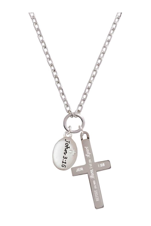 Bible Verse John 3:16 I Set You Apart Engraved Cross Zoey Necklace, 28"