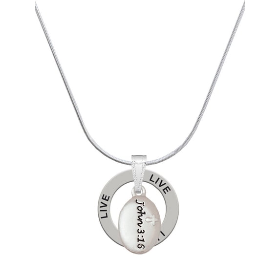Delight Jewelry Bible Verse John 3:16 Live Ring Charm Necklace, 18"