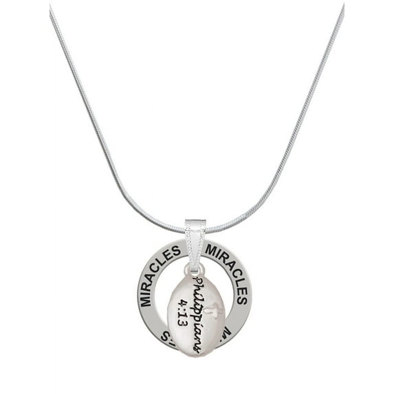 Delight Jewelry Bible Verse Philippians 4:13 Miracles Ring Charm Necklace, 18"