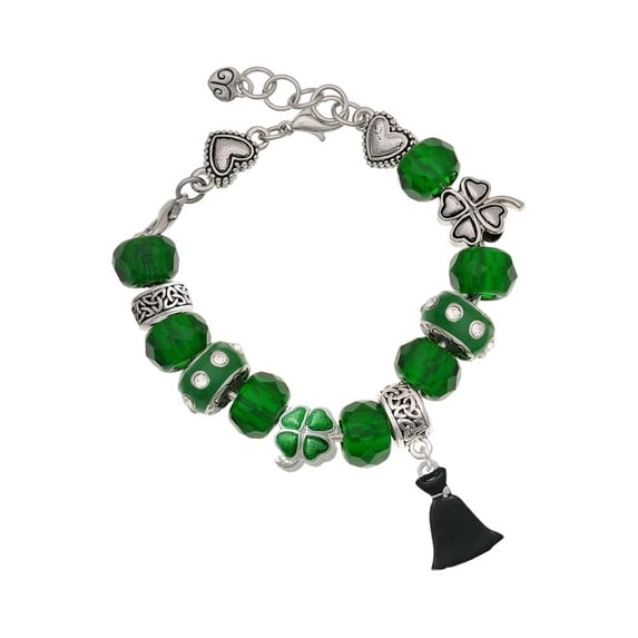 Delight Jewelry Black Dress - Green Irish Luck Bead Charm Bracelet, 7.5"