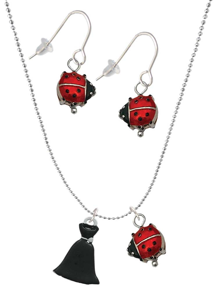 Delight Jewelry Black Dress Red Lucky Ladybug Necklace and Dangle Earrings Set, Girl's, Size: One Size