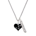thumbnail image 1 of Delight Jewelry Black Enamel Heart with Paw Prints Silvertone Forever Bar Charm Necklace, 23", 1 of 4