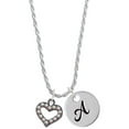 thumbnail image 1 of Delight Jewelry Black Nickeltone AB Crystal Open Heart Silvertone Script Initial Disc - A - Charm Necklace, 20"+3", 1 of 4