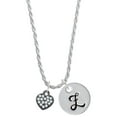 thumbnail image 1 of Delight Jewelry Black Nickeltone Clear Crystal Heart Silvertone Script Initial Disc - Z - Charm Necklace, 20"+3", 1 of 4