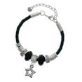 thumbnail image 1 of Delight Jewelry Black Nickeltone Clear Crystal Lucky Star Grandmother Celtic Knot Leather Bead Bracelet, 7"+2" Extender, 1 of 4