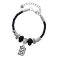 thumbnail image 1 of Delight Jewelry Black Nickeltone Crystal Initial - B - Beaded Border - Grandmother Celtic Knot Leather Bead Bracelet, 7"+2" Extender, 1 of 4
