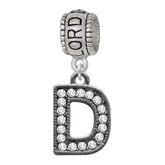 Delight Jewelry Black Nickeltone Crystal Initial - D - Beaded Border - Lord Guide Me Charm Bead