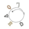 thumbnail image 1 of Delight Jewelry Black Nickeltone Crystal Initial - D - Beaded Border - Multi-Colored Crystal Love Charm Bracelet, 1 of 5