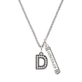 thumbnail image 1 of Delight Jewelry Black Nickeltone Crystal Initial - D - Beaded Border - Silvertone Courage Strength Wisdom Honesty Bar Charm Necklace, 23", 1 of 4