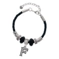 thumbnail image 1 of Delight Jewelry Black Nickeltone Crystal Initial - F - Beaded Border - Wife Celtic Knot Leather Bead Bracelet, 7"+2" Extender, 1 of 4