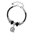 thumbnail image 1 of Delight Jewelry Black Nickeltone Crystal Initial - G - Beaded Border - Best Friend Celtic Knot Leather Bead Bracelet, 7"+2" Extender, 1 of 4
