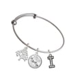 thumbnail image 1 of Delight Jewelry Black Nickeltone Crystal Initial - I - Beaded Border - Silvertone Let Things Go Tree Charm Bangle Bracelet, 1 of 4
