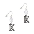 thumbnail image 1 of Delight Jewelry Black Nickeltone Crystal Initial - K - Beaded Border - Silvertone Leaf French Earrings, 1 of 5