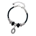 thumbnail image 1 of Delight Jewelry Black Nickeltone Crystal Initial - O - Beaded Border - Mom Celtic Knot Leather Bead Bracelet, 7"+2" Extender, 1 of 4