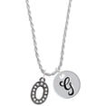 thumbnail image 1 of Delight Jewelry Black Nickeltone Crystal Initial - O - Beaded Border - Silvertone Script Initial Disc - G - Charm Necklace, 20"+3", 1 of 4