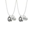 thumbnail image 1 of Delight Jewelry Black Nickeltone Crystal Initial - Q - Beaded Border - Mother & Daughter Heart Necklaces (Set of 2), 19"+2", 1 of 4