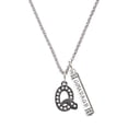 thumbnail image 1 of Delight Jewelry Black Nickeltone Crystal Initial - Q - Beaded Border - Silvertone Courage Strength Wisdom Honesty Bar Charm Necklace, 23", 1 of 4