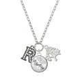 thumbnail image 1 of Delight Jewelry Black Nickeltone Crystal Initial - R - Beaded Border - Let Things Go Fall Zoey Charm Necklace, 28", 1 of 4