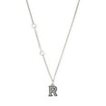 thumbnail image 1 of Delight Jewelry Black Nickeltone Crystal Initial - R - Beaded Border - Silvertone Class of 2026 Delicate Bar Necklace, 18.75", 1 of 4