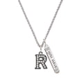 thumbnail image 1 of Delight Jewelry Black Nickeltone Crystal Initial - R - Beaded Border - Silvertone Live the Life You Have Imagined Bar Charm Necklace, 23", 1 of 4
