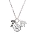 thumbnail image 1 of Delight Jewelry Black Nickeltone Crystal Initial - T - Beaded Border - Let Things Go Fall Zoey Charm Necklace, 28", 1 of 4